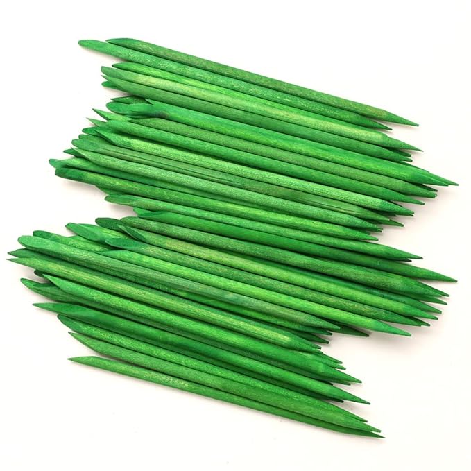 100 Pcs Orange Wood Nail Sticks Double Sided Multi Functional Cuticle Pusher Manicure Pedicure Tool for Manicure Pedicure Green