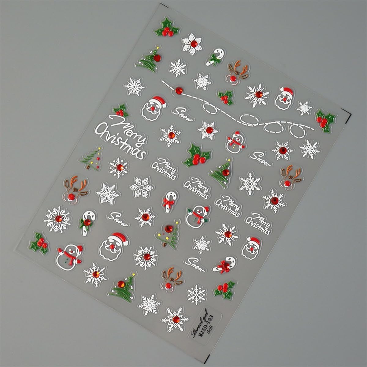 5D Christmas Nail Art Stickers Embossed Snowflakes Nail Stickers Christmas Tree Santa Claus Elk Winter Holiday Nail Design Xmas Nail Decals Nail Art Supplies for Christmas Nails DIY Manicure