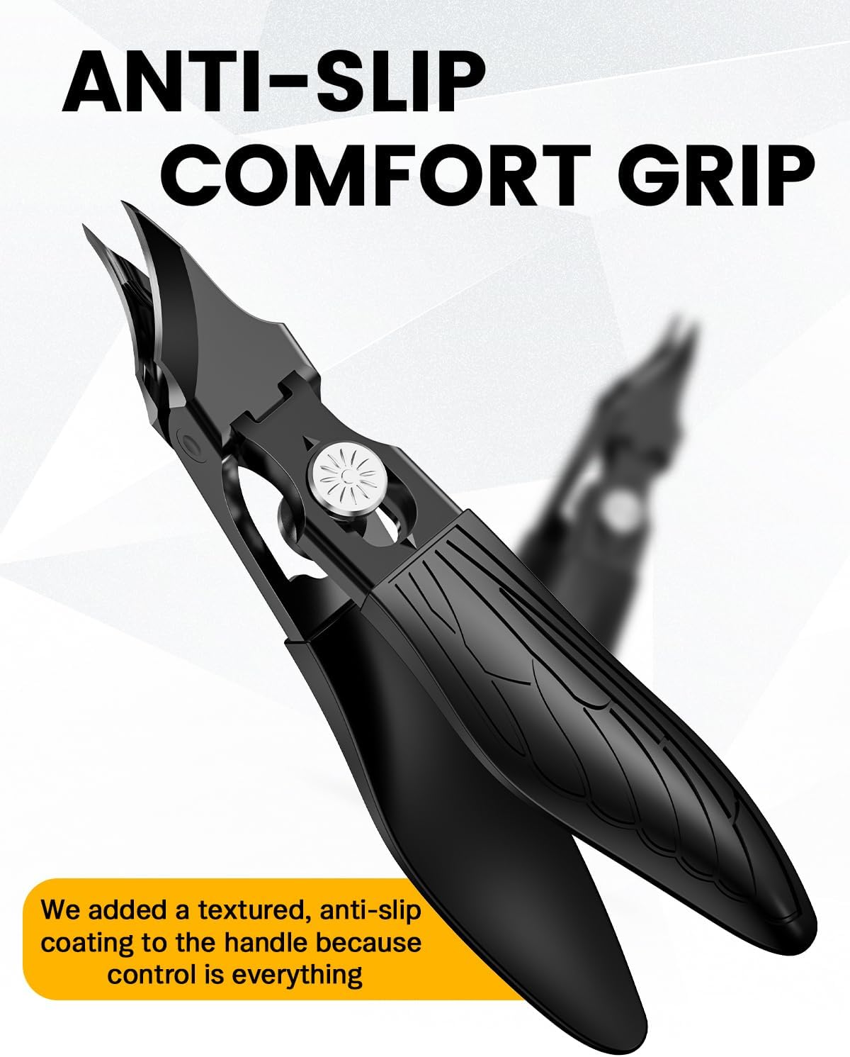 BEZOX Curved Toe Nail Clippers for Ingrown & Thick Nails - Stylish Heavy Duty Toenails Clipper for Seniors, Angled Precision Blade Fingernails Clipper - Black