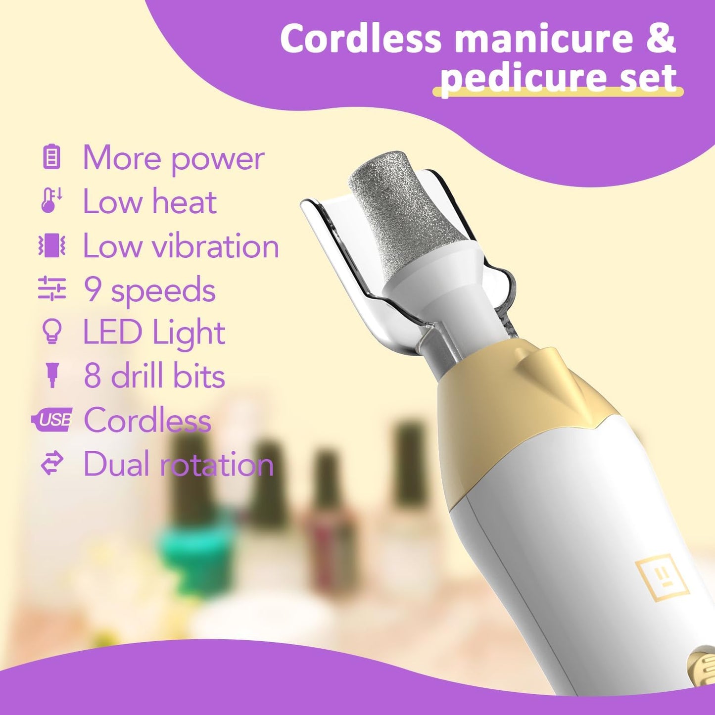 Callus Remover for Feet, Electric Foot Callus Remover - 8 Grinding Heads, 9 Speeds, Rechargeable Foot File - Professional Pedicure Tool for Hard Skin, Calluses & Cracked Feet Pink