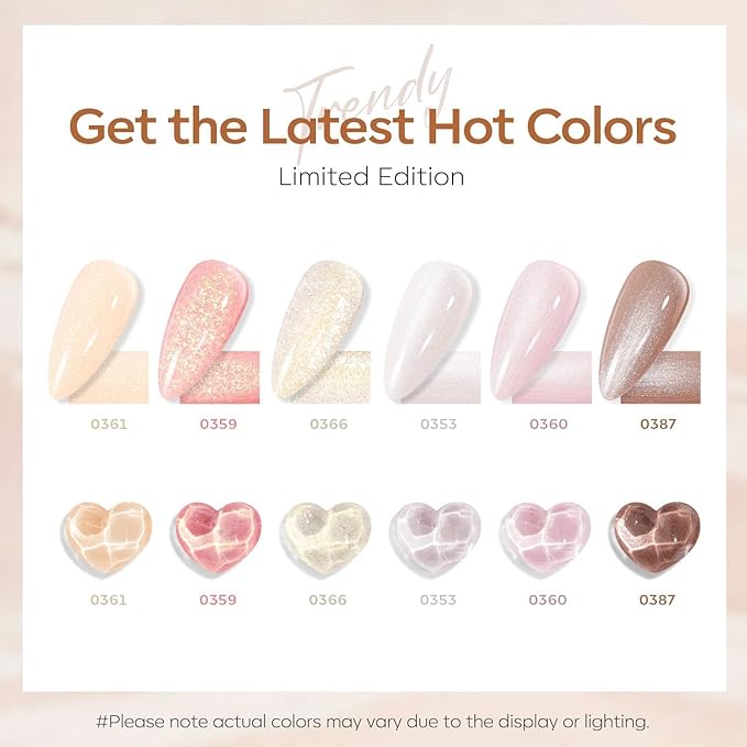 modelones Nail Polish Set, 6 Colors Pearl White Pink Nude Mini Nail Polish Set,Wedding Shimmer Champagne Nail Quick Dry Art DIY Home Salon Nail Art Manicure Gift for Women Girls