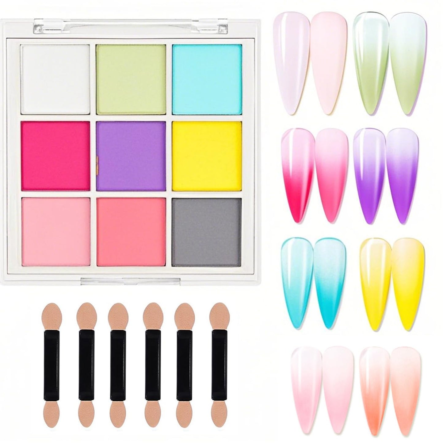 9 Color Nail Pigment Powder Set for Vibrant Ombre,Glitter Nail Art DIY Manicure Accessories Kit with Long-Lasting Shades