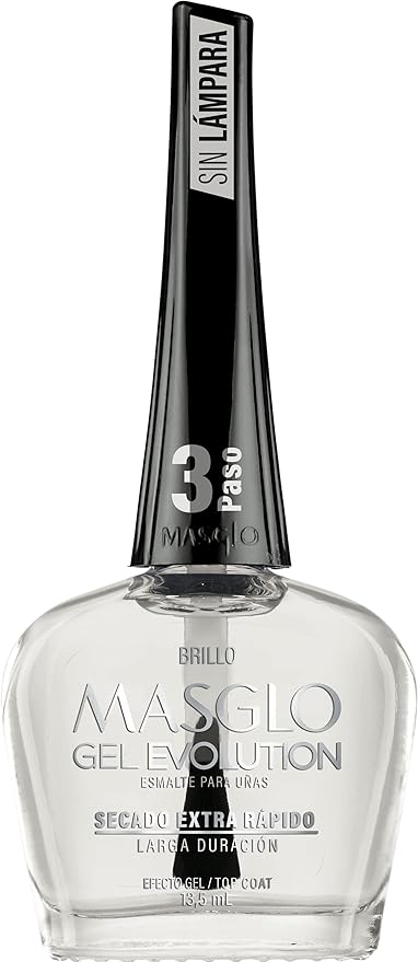 MASGLO GEL EVOLUTION Nail Polish Gel Effect, No UV/Led Lamp, Duration Up to 12 days 2 PCs (Base - Top Coat) for Manicure