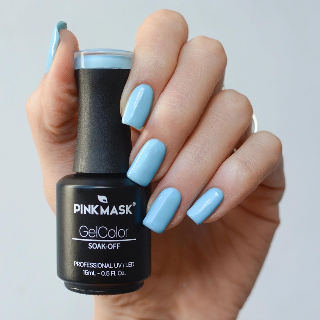 PINK MASK Gel Color Nail 15mL, Soak-Off Professional UV/LED, No-Wipe Formula, Long Lasting shine nails polishes. Gel Color - Jacques Cousteau