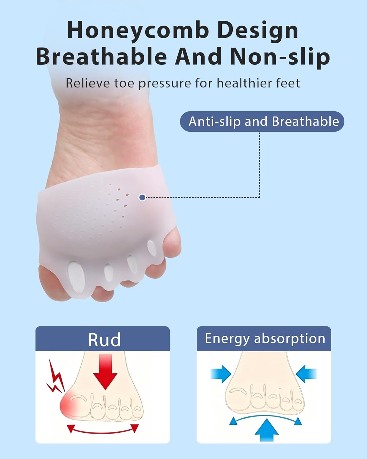 Adjustable Silicone Toe Separators, Spacers Bunion Corrector for Women Men, Toe Straightener,Breathable Soft and Comfortable Silicone Foot Cushions (4 Pairs)