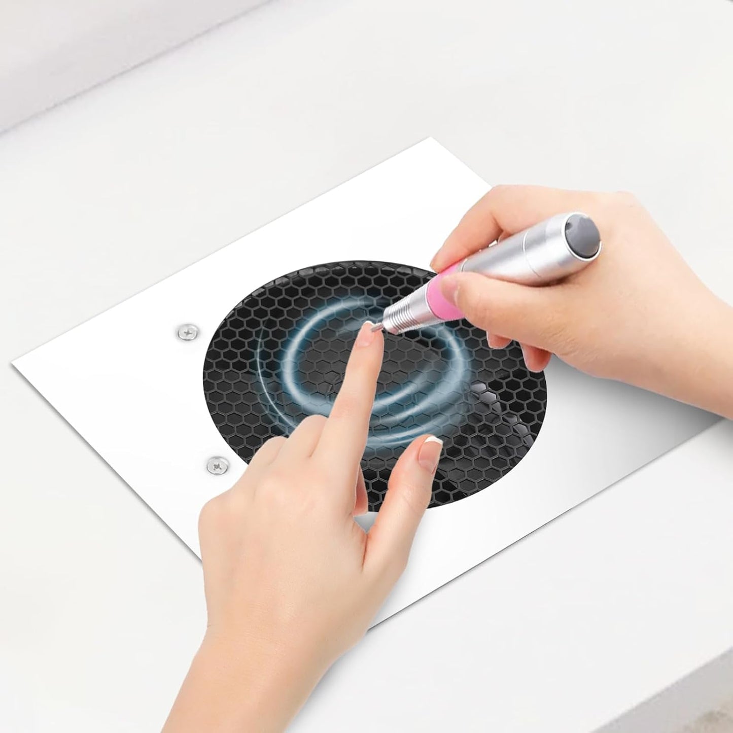 Powerful 80W Nail Dust Collector Built in Table Desk Nail Vacuum Cleaner Professional Table Embedded Dust Extractor Vacuum Built in Desktop Nail Dust Collector Quiet Nail Fan Acrylic Nail Tools