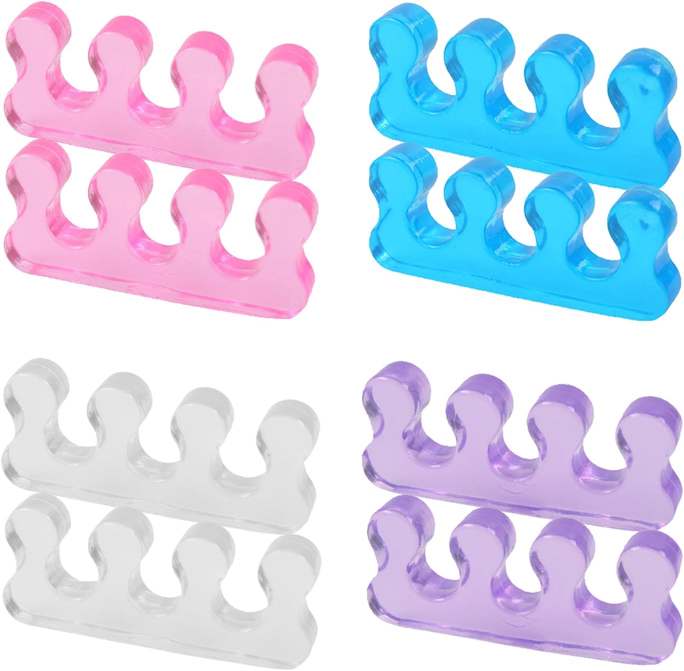 Toe Separators for Nail Polish, Toe Spacers Gel Toe Separator Toe Dividers Pedicure for Toenail Finger Tools 4 Colors IRCHLYN (4 Pairs)