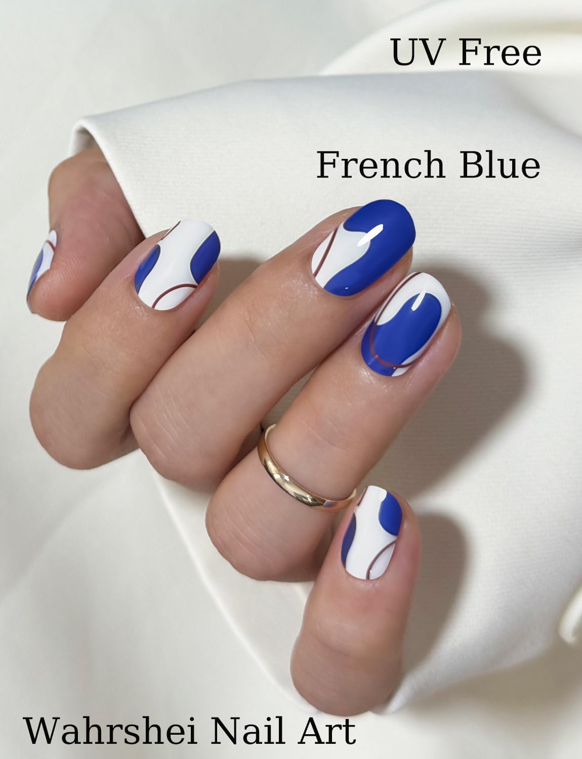 Gel Nail Strips No UV, Royal Blue, UV Free, Long Lasting Gel Stickers - Contains 22 Wraps, 1 Prep Pad, 1 File