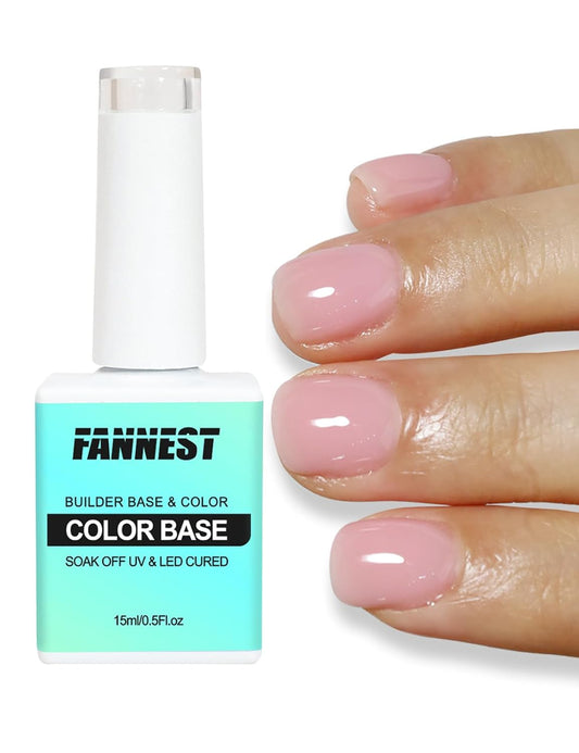 Hema Free Rubber Base Builder Gel, Pink Gel Nail Polish, 15ml Summer French Manicure Varnish Curing Nails Strengthener Soak Off Gift for Womens