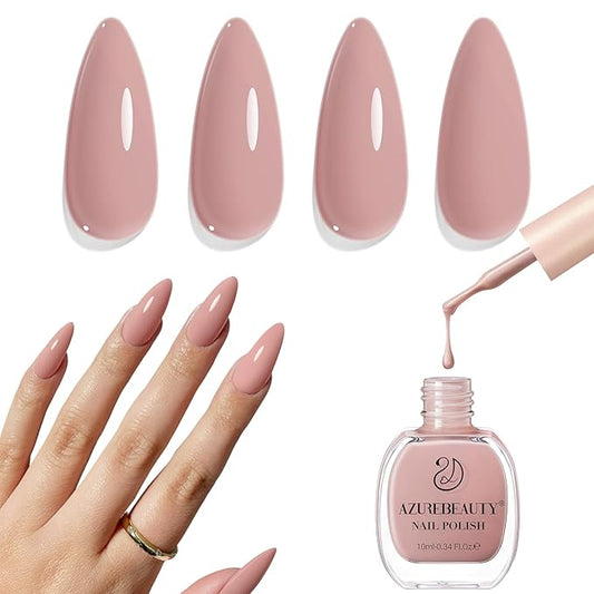 AZUREBEAUTY Nude Pink Nail Polish – Quick Dry, Long-Lasting, Natural Glossy Finish for DIY Manicure & Nail Art, Salon Quality, 10ml for Women