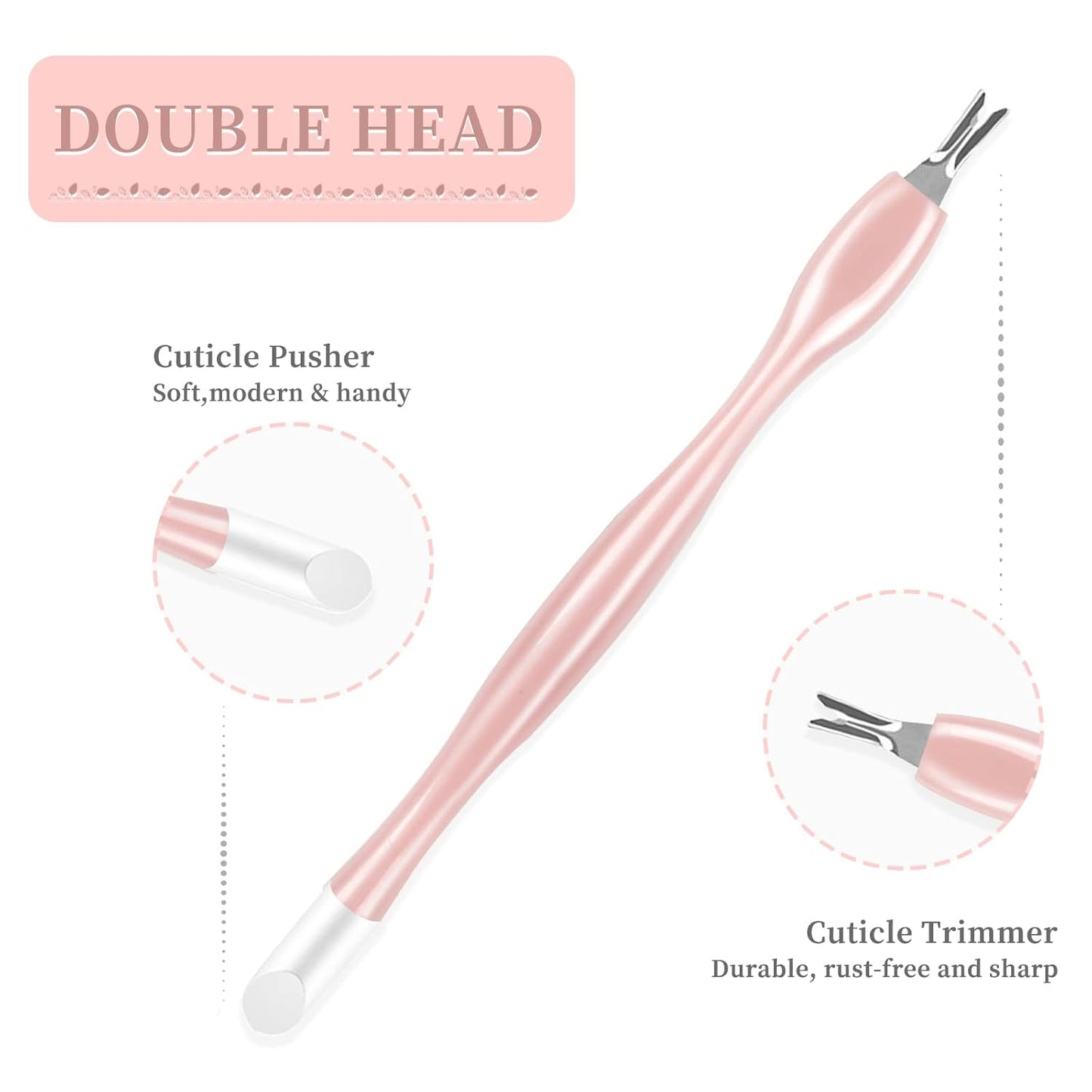 50Pcs Nail Cuticle Trimmer Rubber Nail Cleaner, Plastic Handle Cuticle Knife, Double End Nail Dead Skin Fork Cuticle Pusher Bulk Nail Art Cuticle Remover Tools for Girls Women and Men-Rose…