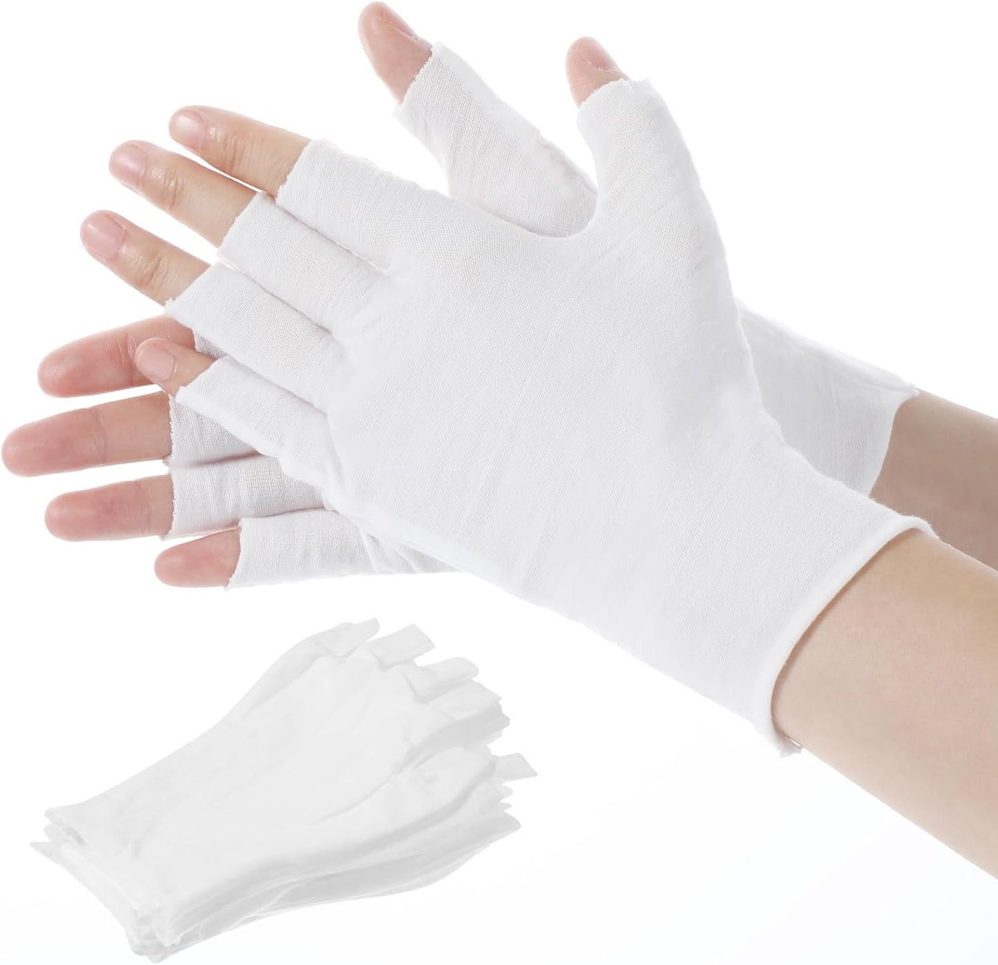 8 Pairs White Cotton Moisturizing Gloves Fingerless Touchscreen Moisturizing Gloves for Dry Hands Sleeping, 100% Cotton Quilting Glove, Size M, Eczema Glove for Men and Women 7.09×4.33 inches