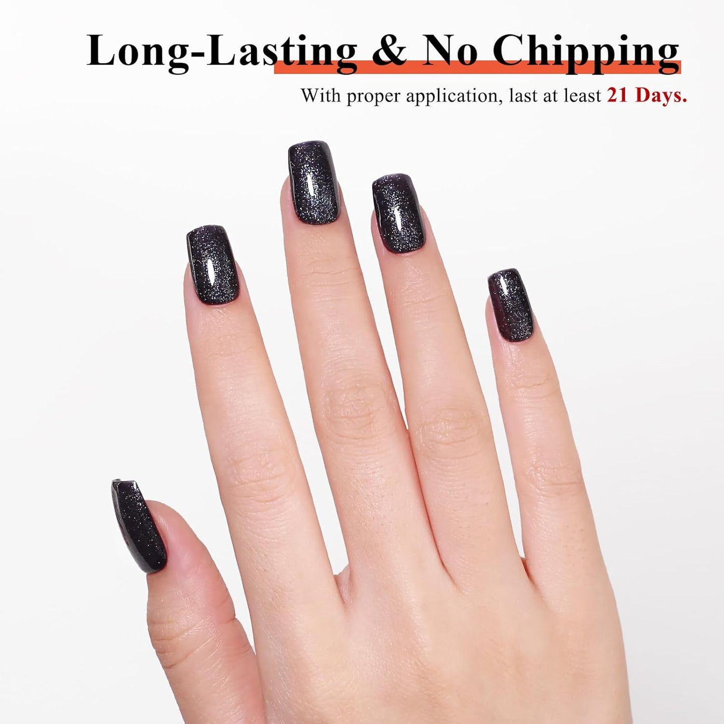 Imtiti 10ml Black Blue Glitter Gel Nail Polish Long Lasting Soak Off UV Led Fall and Winter Gel Polish Salon DIY at Home Gift for Women 1Pcs