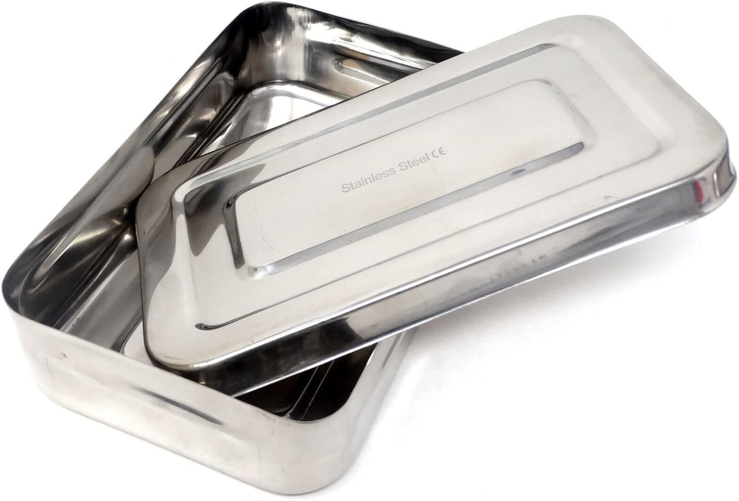 Stainless Steel LAB Dental Sterilizer Instrument Box, Organizer Jewelry/Tool Storage Tray with Lid - 8L x 5W x 2H