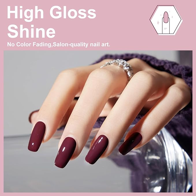 Major Dijit Quick Dry Nail Polish Wine Red Summer Nail Lacquer for Nail Art Regular Nail Polish 0.41 fl oz.
