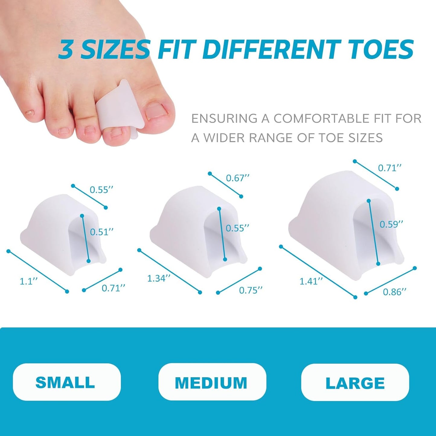 Hammer Toe Straightener Corrector - Toe Spacers Toe Separators for Bunion, Curled Toes, Hammertoes, Toe Corrector Toe Splint for Men and Women,6 Pack (Medium Size)