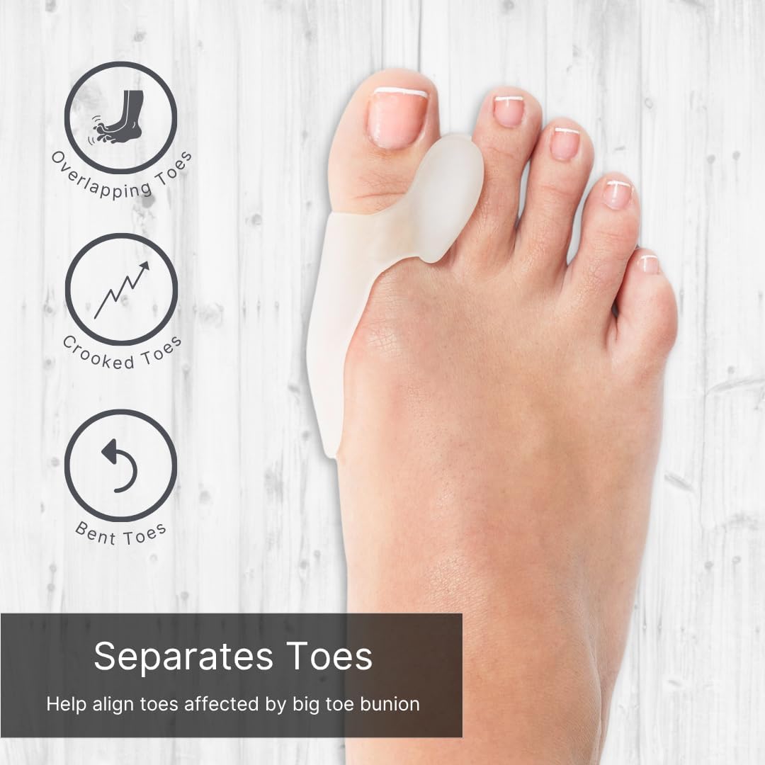 NatraCure Gel Big Toe Bunion Guards & Toe Spreaders (2 Pieces) - Pain Relief for Crooked, Overlapping Toes, Pressure, Protector, Corrector, Shield, Spacer, Pad, Separator, Cushion - 1315-M CAT 2PK