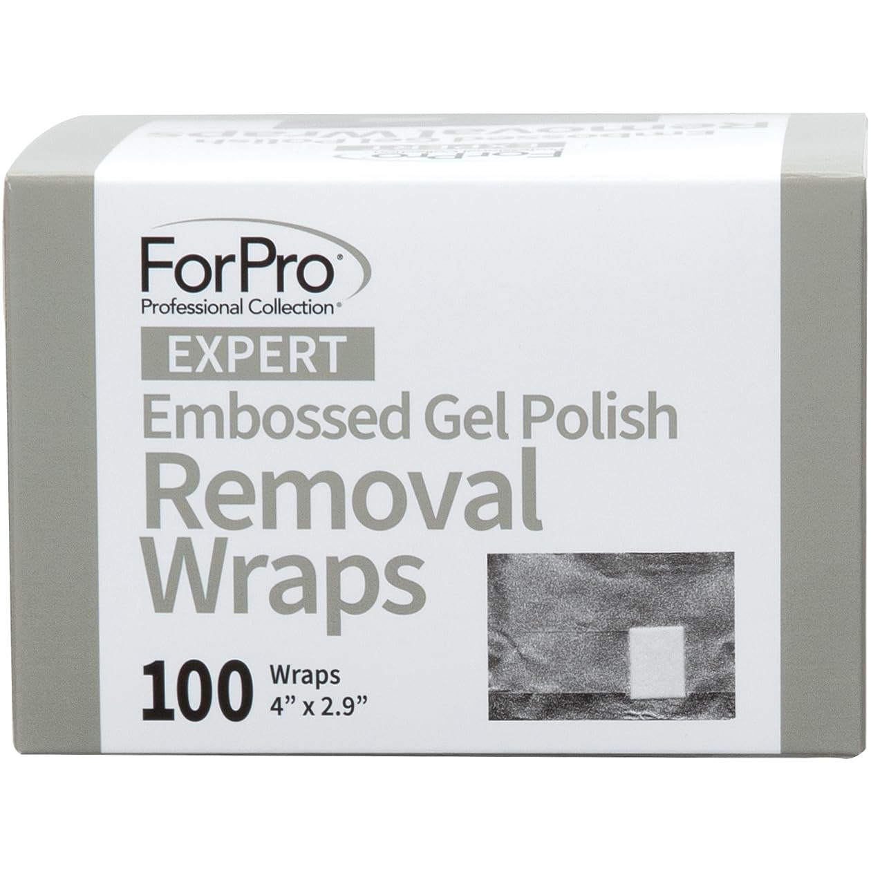 ForPro Expert Embossed Gel Polish Removal Wraps, Pre-Cut with Cotton Pad, Remove Gel Polish, Acrylics, & Nail Art, 4” L x 2.9” W, 100-Count
