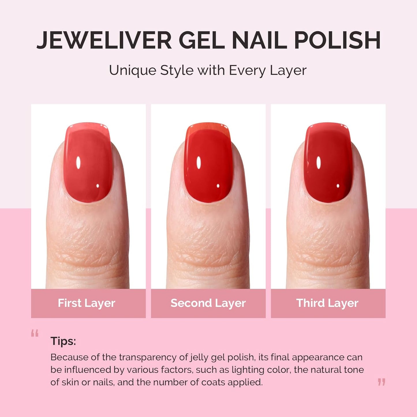 MelodySusie Red Gel Nail Polish, 0.5Fl.oz Jeweliver Jelly Nail Polish Translucent Cherry Red Deep Color Sheer Soak Off UV LED Light Cure Gift for Women Nail Art Manicure JDZ30