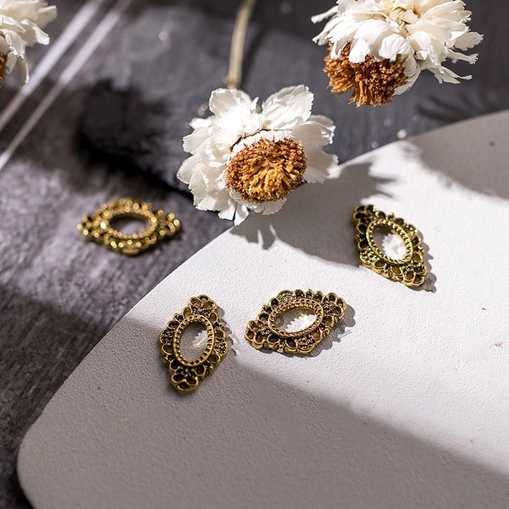 100PCS Frame Charms for Women Girls, Gothic Photo Frame Metal Nail Charms Retro Gold Silve Manicure Accessories 3D Flatback Jewels for DIY Nail Art Crafts Decoration