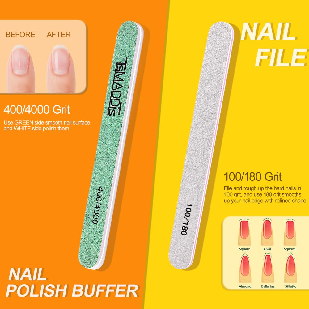 Nail File and Buffer, TsMADDTs Manicure and Pedicure Tool Kit with Files and Buffers Block Set, Polish Buffer, Cuticle Pusher, Cuticle Nipper, Peeler, File Lifters for Toenail,13pcs Nail Care Kit
