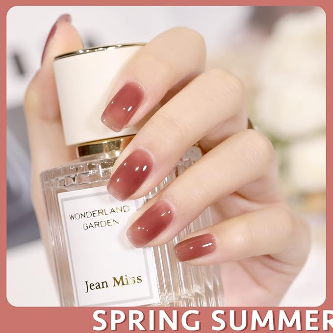 GAOY Jelly Maroon Gel Nail Polish, 16ml Sheer Spring Summer Translucent Color 1298 UV Light Cure Gel Polish for Nail Art DIY Manicure and Pedicure at Home
