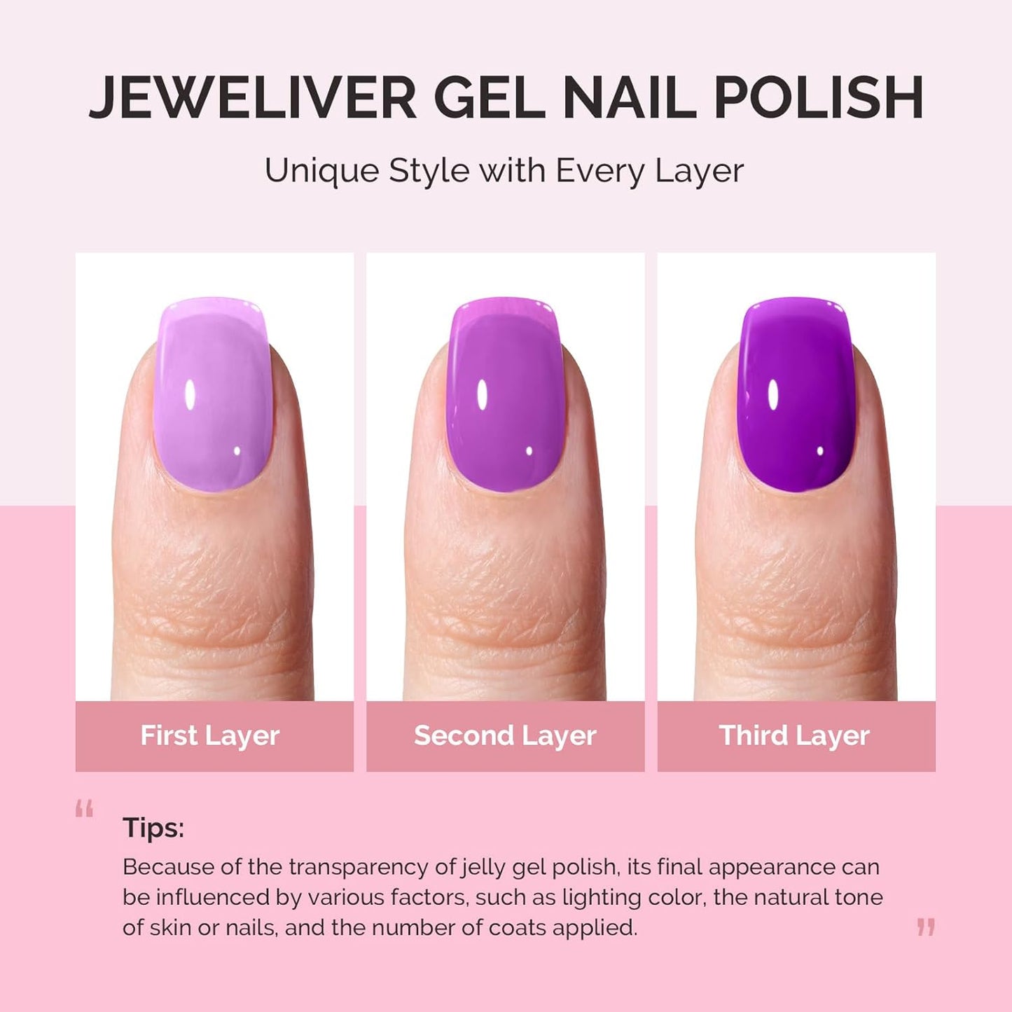 MelodySusie Purple Gel Nail Polish, 0.5Fl.oz Jeweliver Gel Polish Milky Dark Neon Color Purple Soak Off UV LED Light Cure Gift for Women Girls Nail Art Manicure DIY at Home JIG19