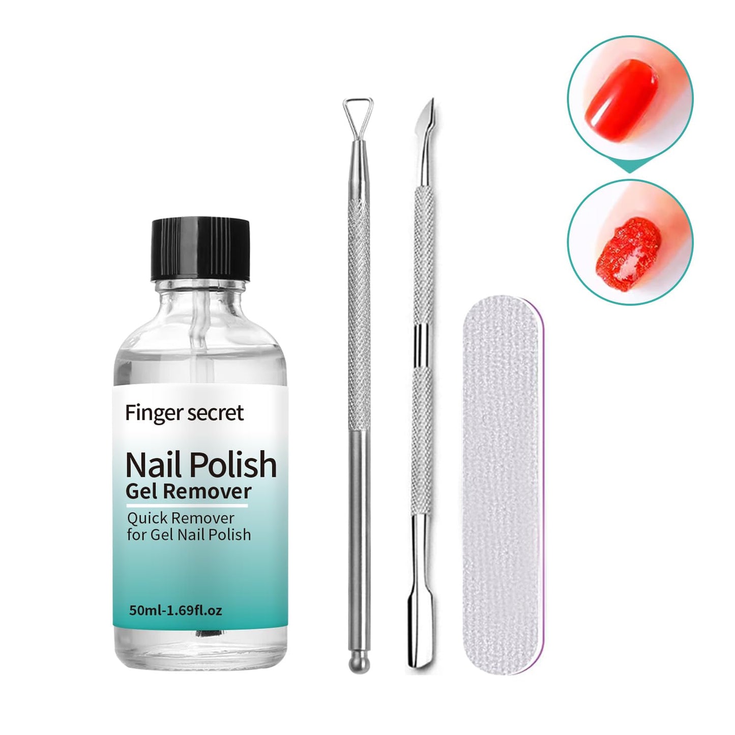 Finger Secret Nail Polish Gel Remover Kit Convenient for Gel Nails Remove 50ml,Professional Nail Remove Product for Salon & Home Use.Easy to operate