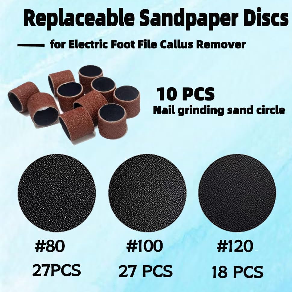 72 Sandpaper Discs (1.7'' x 1.7'' for Electric Foot File Callus Remover and 10 pcs(0.5'' x 0.5'') Sanding Rings,Sander Discs Replace Set