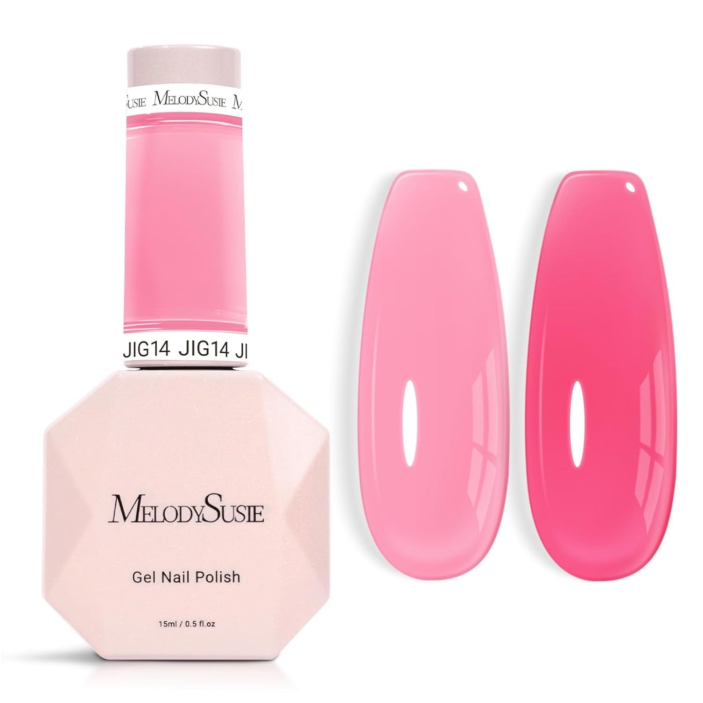 MelodySusie Pink Gel Nail Polish, 0.5Fl.oz Jeweliver Jelly Gel Polish Neon Pink Jelly Rose Nails Sheer Soak Off UV LED Light Cure Gift for Women Girls Nail Art Manicure JIG14