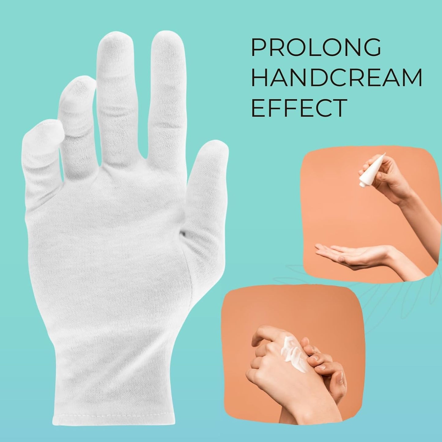 Cotton Gloves - 3 Pairs White, Moisturizing Night Gloves for Dry Hands, Size L