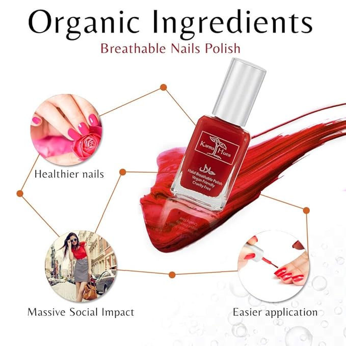 Karma Naturals Certified Halal Nail Polish - Breathable & Water Permeable, Wudu Friendly (Yasmin)