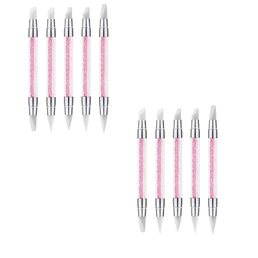 5pcs Nail Sculpture Pen Dual Tipped Nail Art Sculpture Pen, Nail Art Tools for Home Salon for Design Nail Carving Drawing Shaping Effect DIY Gel Manicure Tools (2KIT-WHITE)