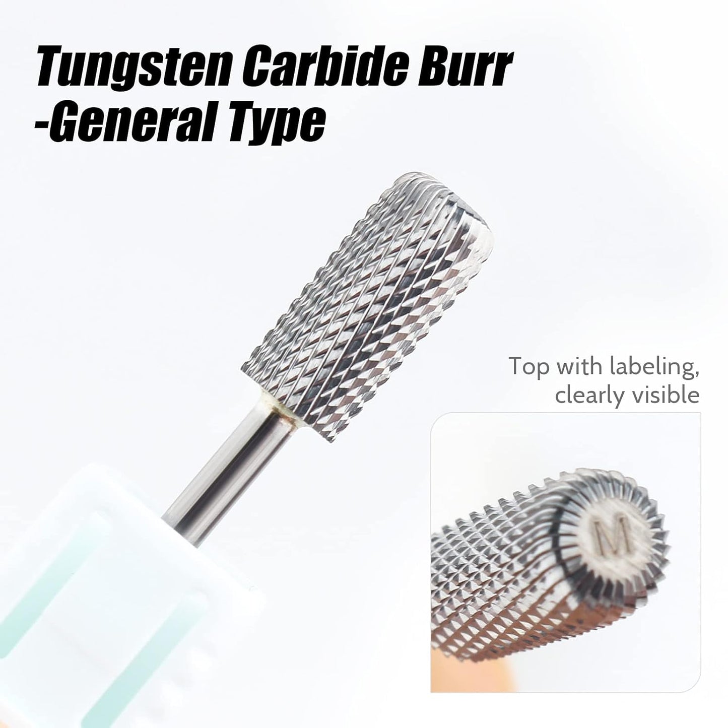 QUNZHAO Nail Drill Bits Dust proof bit Tungsten Steel Fast remove Acrylic or Hard Gel 3/32" Shank - Manicure, Nail Art, Drill Machine (Medium - M, Silver)