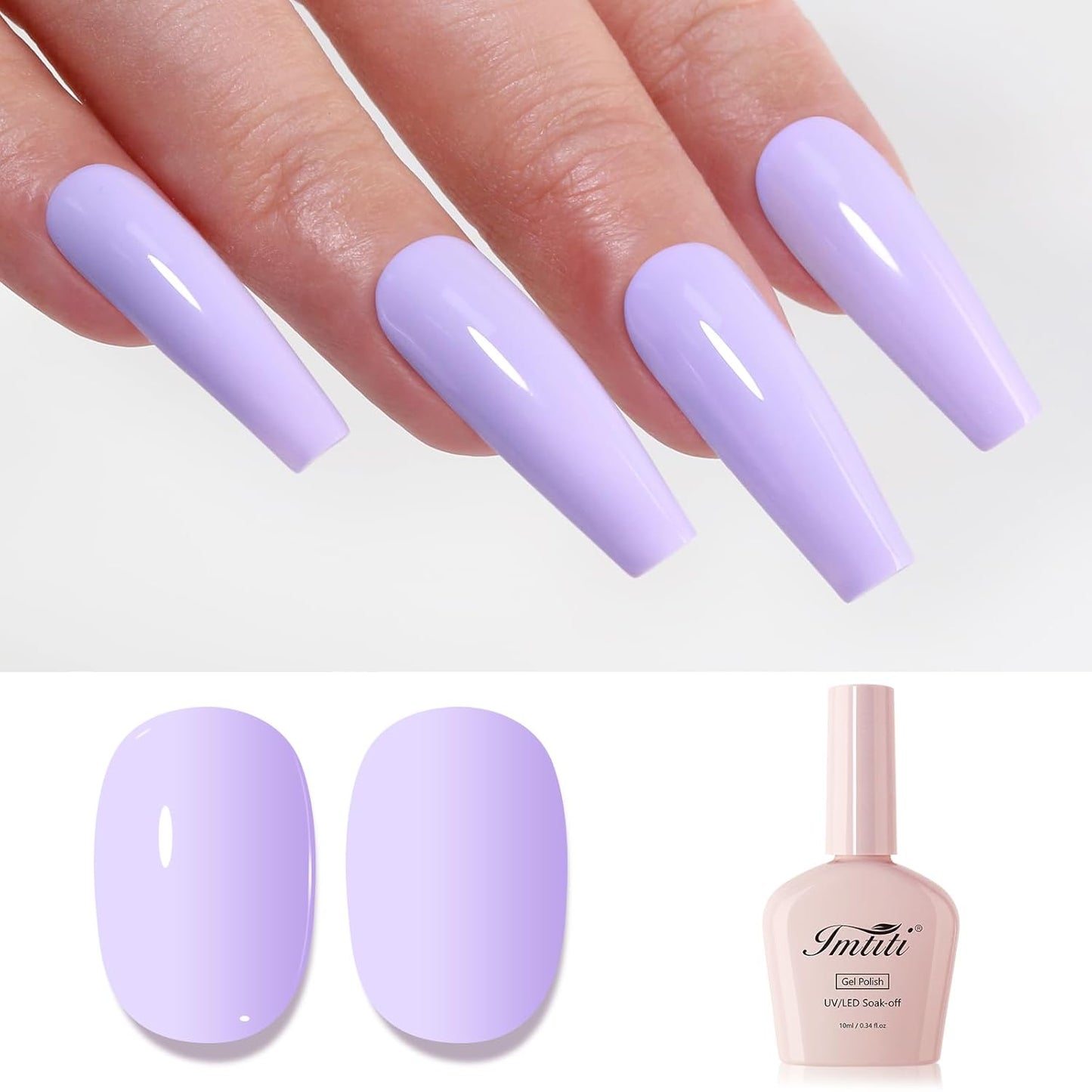 Imtiti Purple Gel Nail Polish, Pastel Purple Gel Polish High Gloss Soak Off UV LED Spring Summer Art Manicure Salon DIY Design 10ML