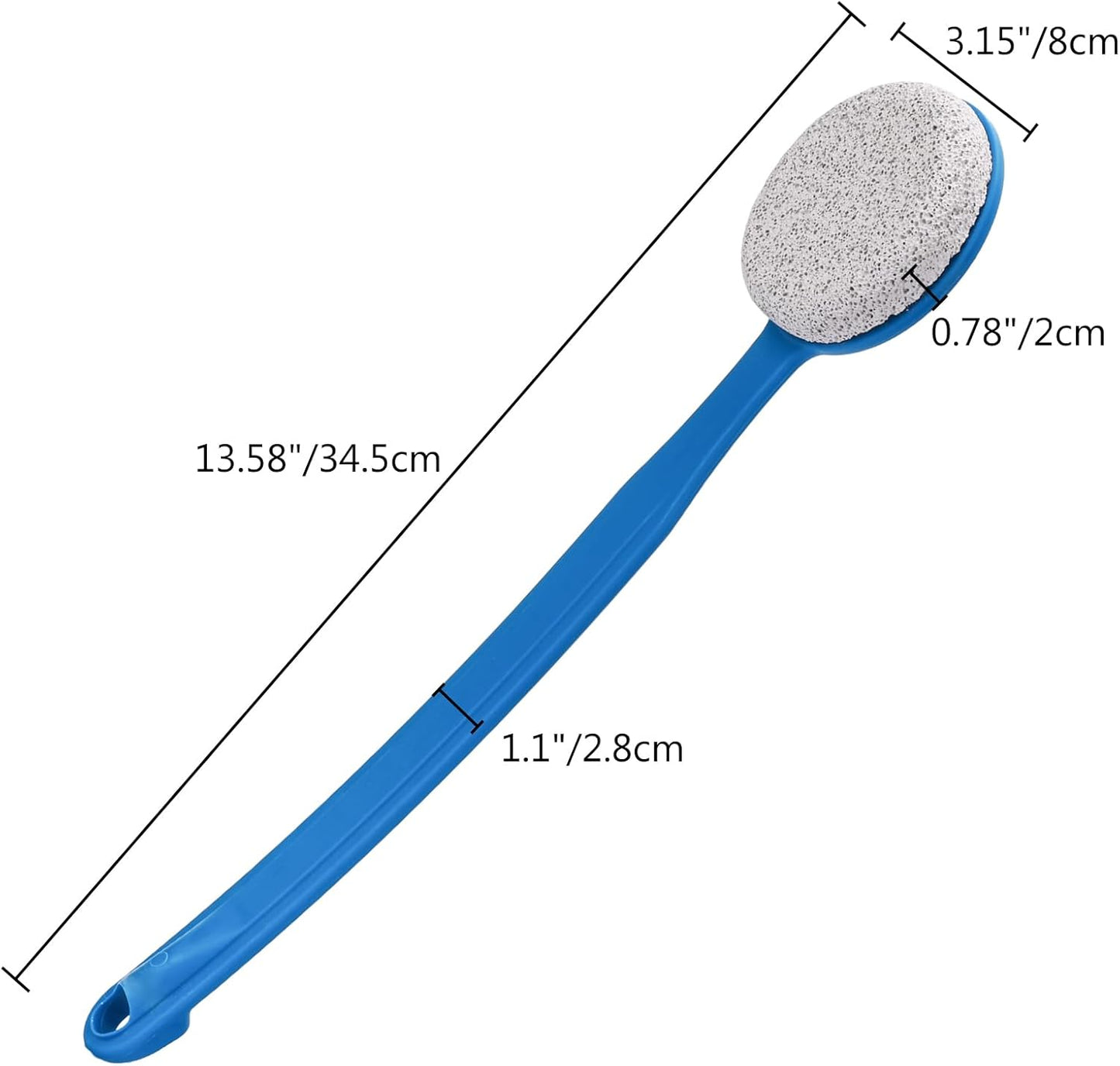Pumice Stone for Feet with Long Handle 13.7", Hard Skin Callus Remover, Scrubber and Exfoliator for Dead Dry Skin, Softer & Smoother Feet, Pedicure Tool (Curved),Blue
