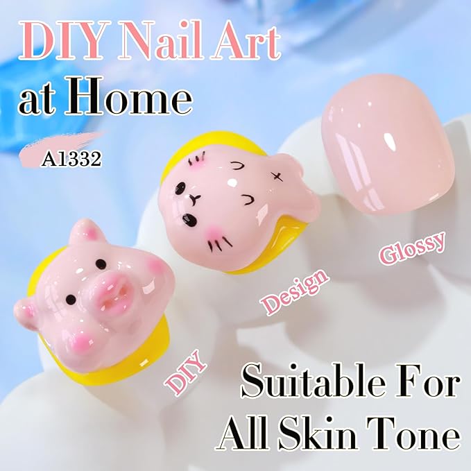 Double Rhythm 0.50 OZ Gel Polish Hema Free Same Color Same Bottle Golden Round Translucent Neutral Natural Milky 15 ML Jelly UV Polish Art DIY at Home (Nude Pink-C1332)