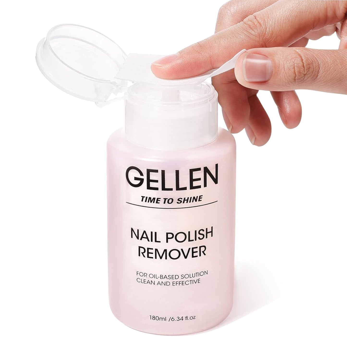 Gellen Nail Polish Remover, Non Acetone Nail Polish Remover for Regular Nail Polishes, Rose Scent Healthy, Easy Push-down Pump, 6.09 Fl Oz