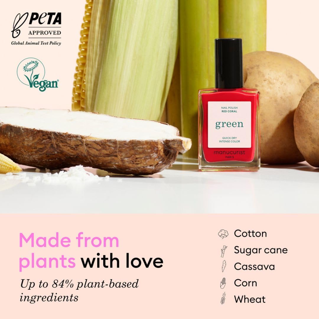 Manucurist Green Pastel Nail Polish Pistachio Green - Classic Natural 9-Free, Plant-Based and Vegan -Made in France