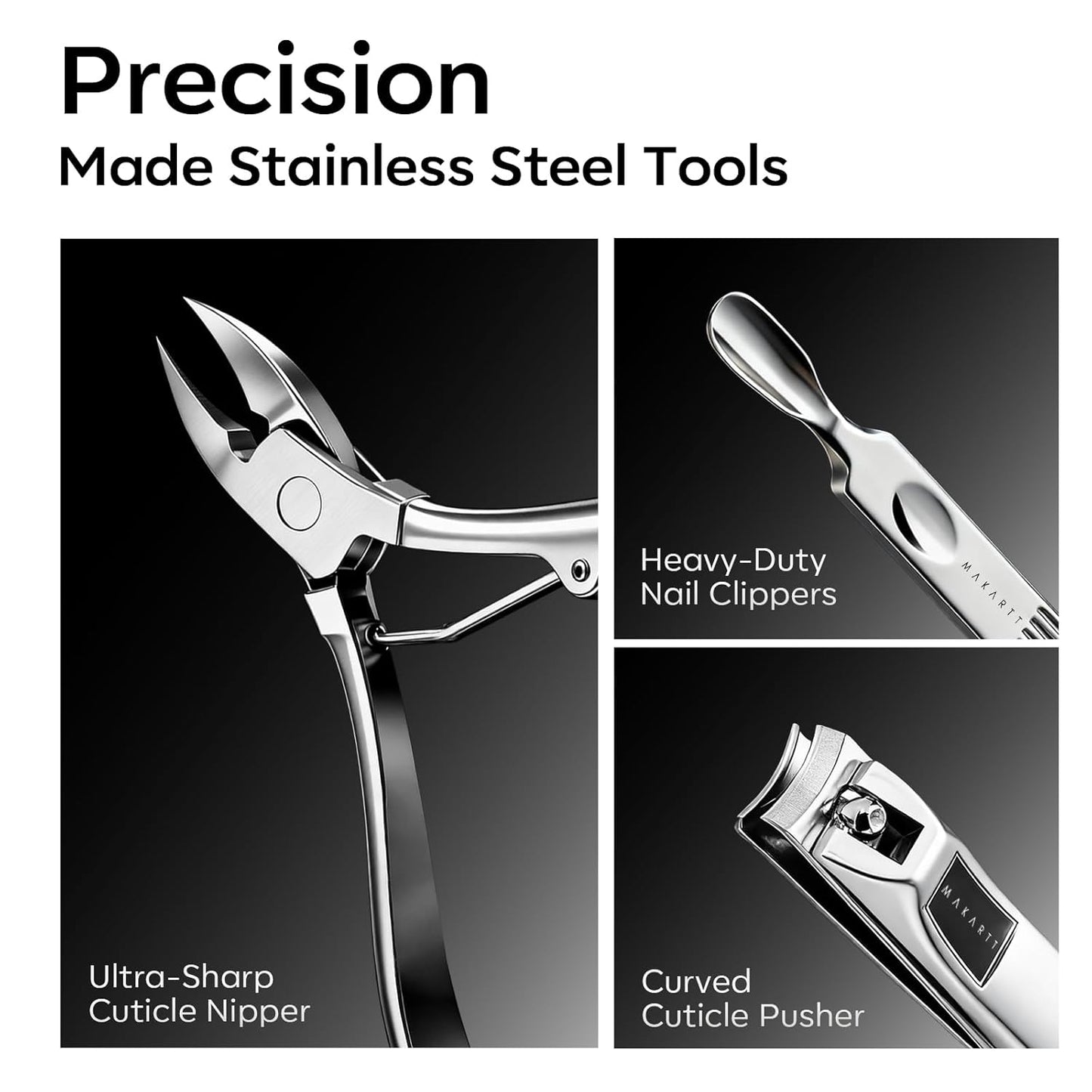 Makartt Manicure Kit for Women: Travel Manicure Pedicure Kit- 11 pcs Stainless Steel Women Men Fingernail Grooming Tool with Portable Rosy Gold Leather Case