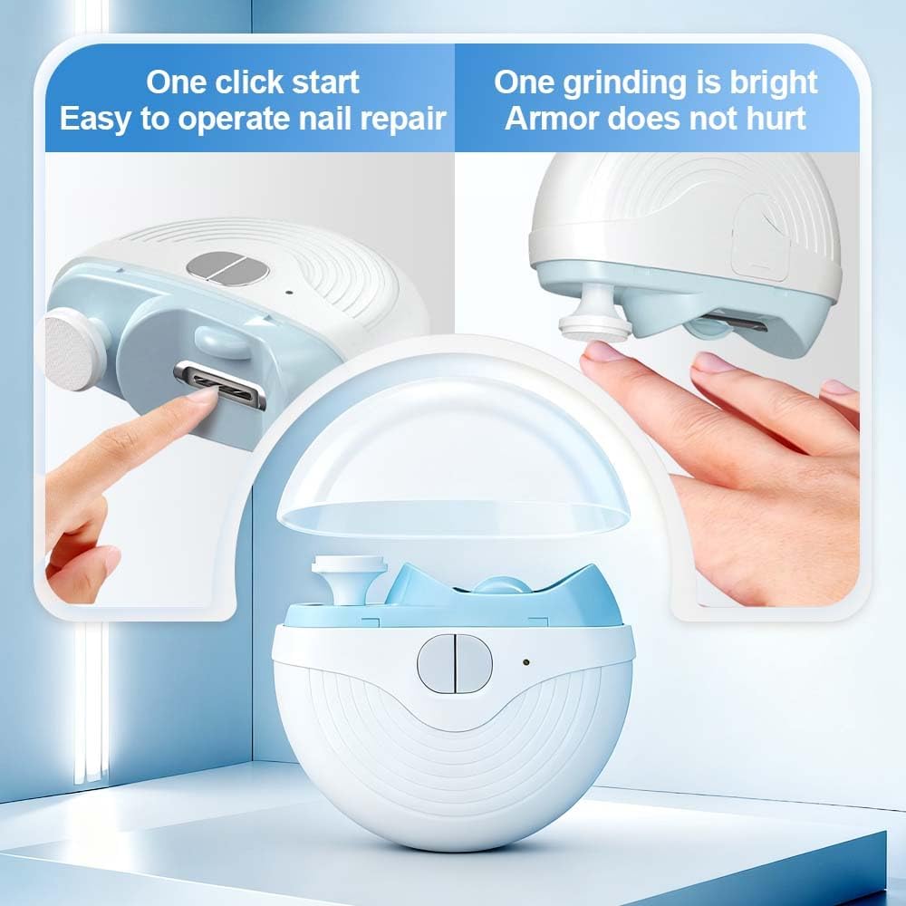 3-in-1 Automatic Electric Nail Clipper for Kids Baby, 3 Speeds Strong Power Electric Nail Trimmers with Polishing, Led Light, Clips Storage, Rechargeable Smart Toenail Clippers Nail Cutter