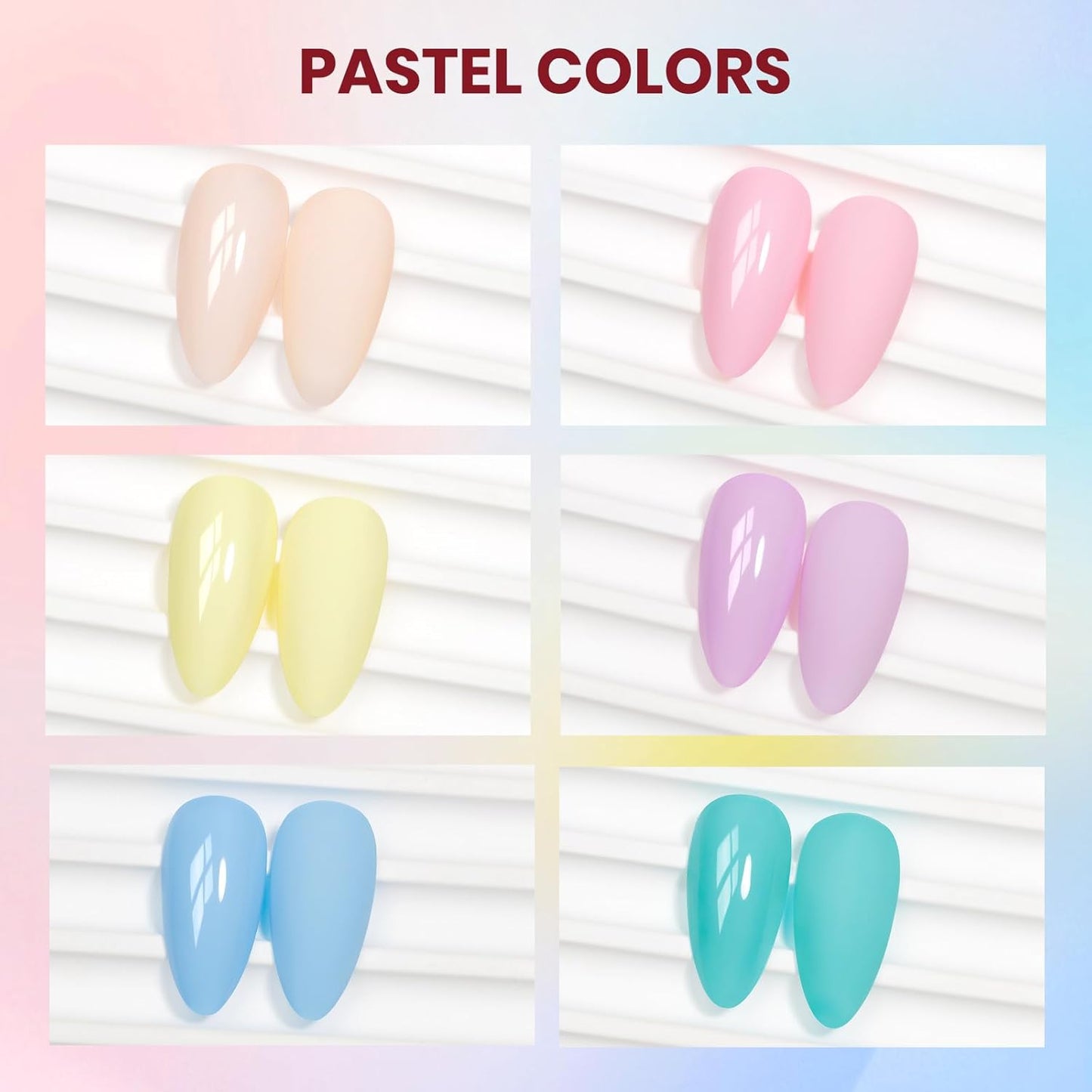 Pastel Nail Polish Set, Quick Dry Spring Summer Macaron Nail Polish Non Gel Air Fast Drying Fingernail Lacquer Natural Neutral Manicure DIY Salon Gift(Pink Yellow Purple Blue Green Colors)