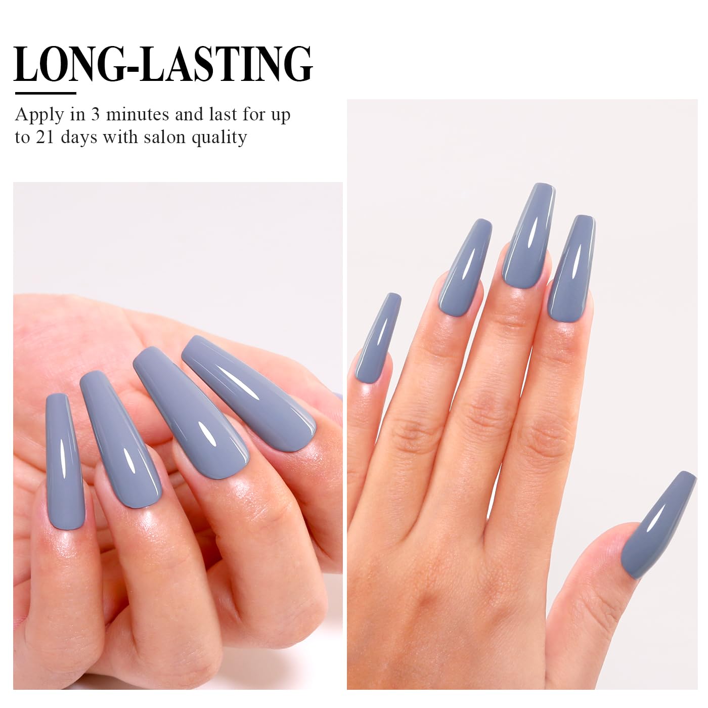 Imtiti Gray Gel Nail Polish, Gray Blue Gel Polish High Gloss Soak Off UV LED Autumn Winter Art Manicure Salon DIY Design 10ML