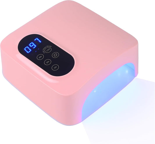𝐔𝐩𝐠𝐫𝐚𝐝𝐞𝐝 72W Cordless Led Nail Lamp, Rechargeable Nail Dryer, Portable Gel UV Led Nail Light with Metallic Reflector Base, Professional Gel Curing Lamp with 4 Timer Setting for Home and Salon