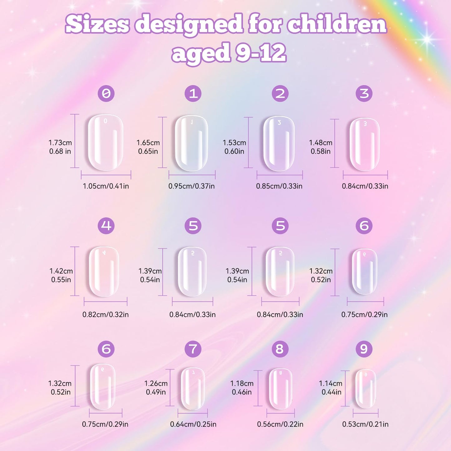 krofaue Kids Fake Nails - Short Oval Clear Nail Tips 240pcs Kids Press On Nails for Little Girls Full Cover Children Fake Nails Decoration 10 Sizes Artificial Acrylic Soft Gel Nail Tips