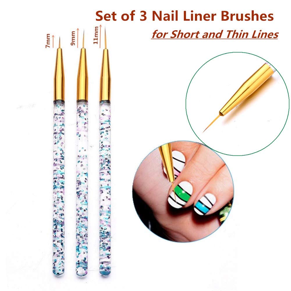 31PCS Nail Art Brushes, Nail Art Tool Set, Double Ended Nail Dotting Tools, Nail Dust Brush, Striping Nail Art Brushes for Long Lines, Nail Drawing Pen For Nail Design