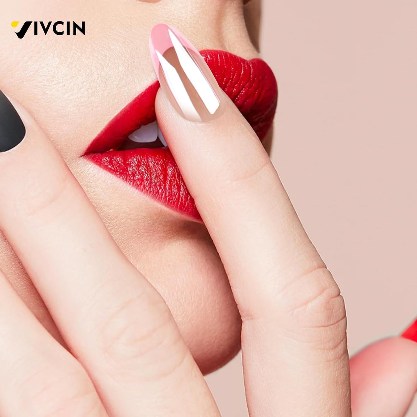 16-size Pink French Almond-Shaped Press-On Nails Kit with Portable 12W LED Nail Lamp, and Tool Set—Ultimate Combo for Enhanced Durability and Longevity.