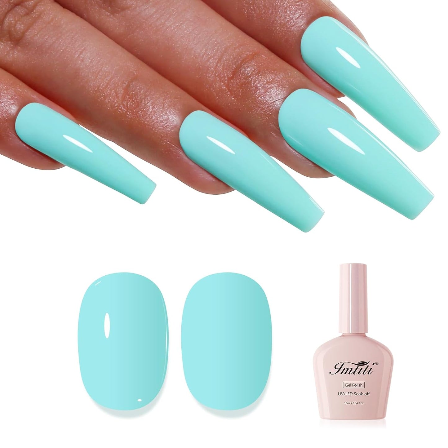 Imtiti Green Gel Nail Polish, Mint Green Nail Gel Polish High Gloss Soak Off UV LED Spring Summer Nail Art Manicure Salon DIY Design 10ML
