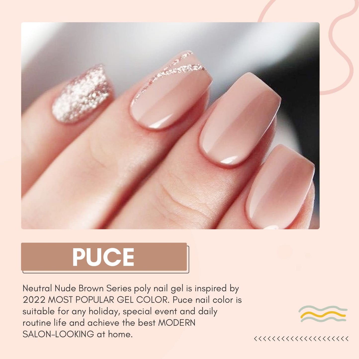 Makartt Poly Nail Gel, 50ML Nude Nature Color, Strong Builder for Extension Overlay Strengthener 3D Diy, Multifunctional, Long-lasting for Nails French Manicures Home Salon-Puce