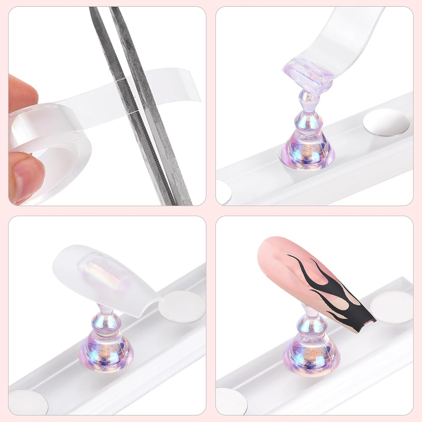 Etercycle Nail Stand for Press On Acrylic Nails Art Display Stand Nail Holder for Painting Magnetic Nails Stand with Double-sided Tape for Home DIY Salon Supplie (Purple)